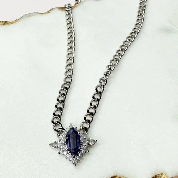 Bomb Party December Tanzanite Necklace Rhodium Plating RBP8504 - Picture 3 of 5